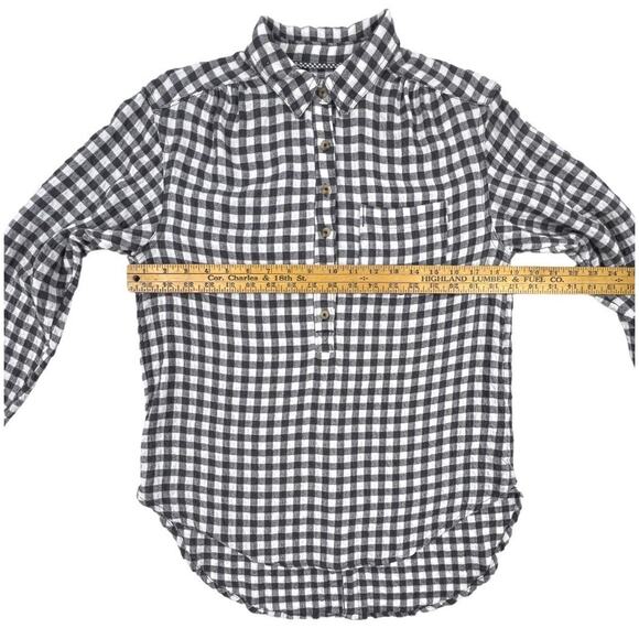 Anthropologie Isadora Button Back Shirt XS Black White Gingham Soft Flannel - Picture 8 of 9